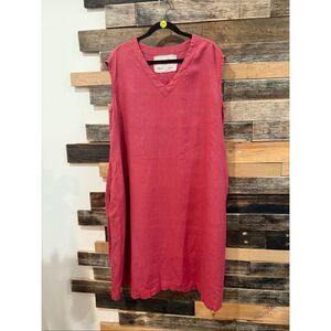 NotPerfectLinen NPL salmon blush midi dress size L